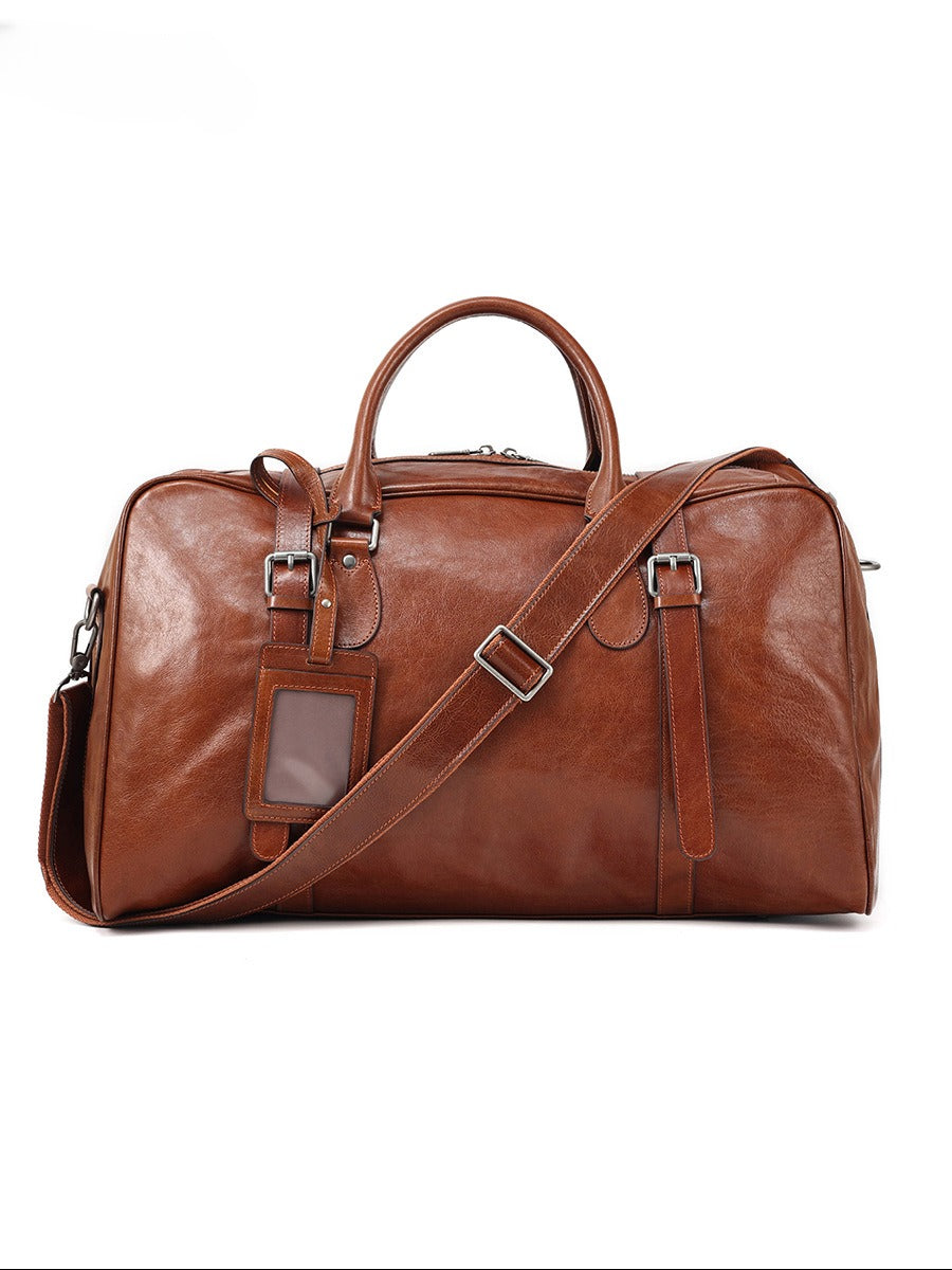 Sac de voyage en cuir rétro à main grande capacité