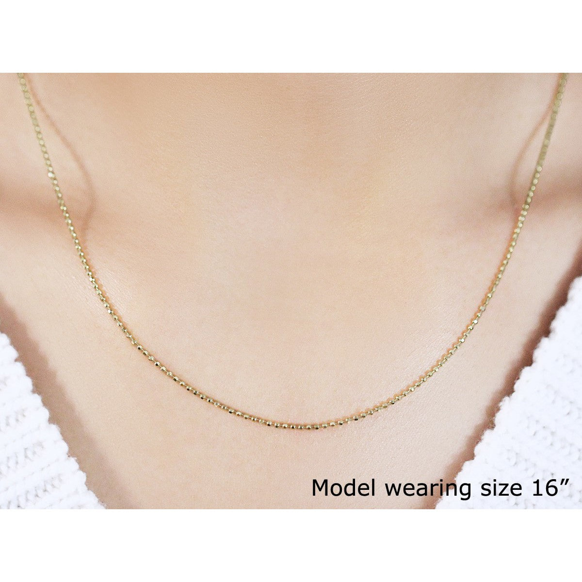 Chaîne à perles en or jaune 14 carats avec taille diamant - 1,2 mm