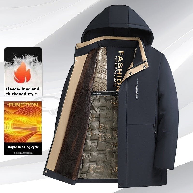 Men's Fleece-Lined Thickened Cotton-Padded Coat