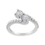 Anillo de dos piedras de diamante en oro blanco de 10K - Talla 6