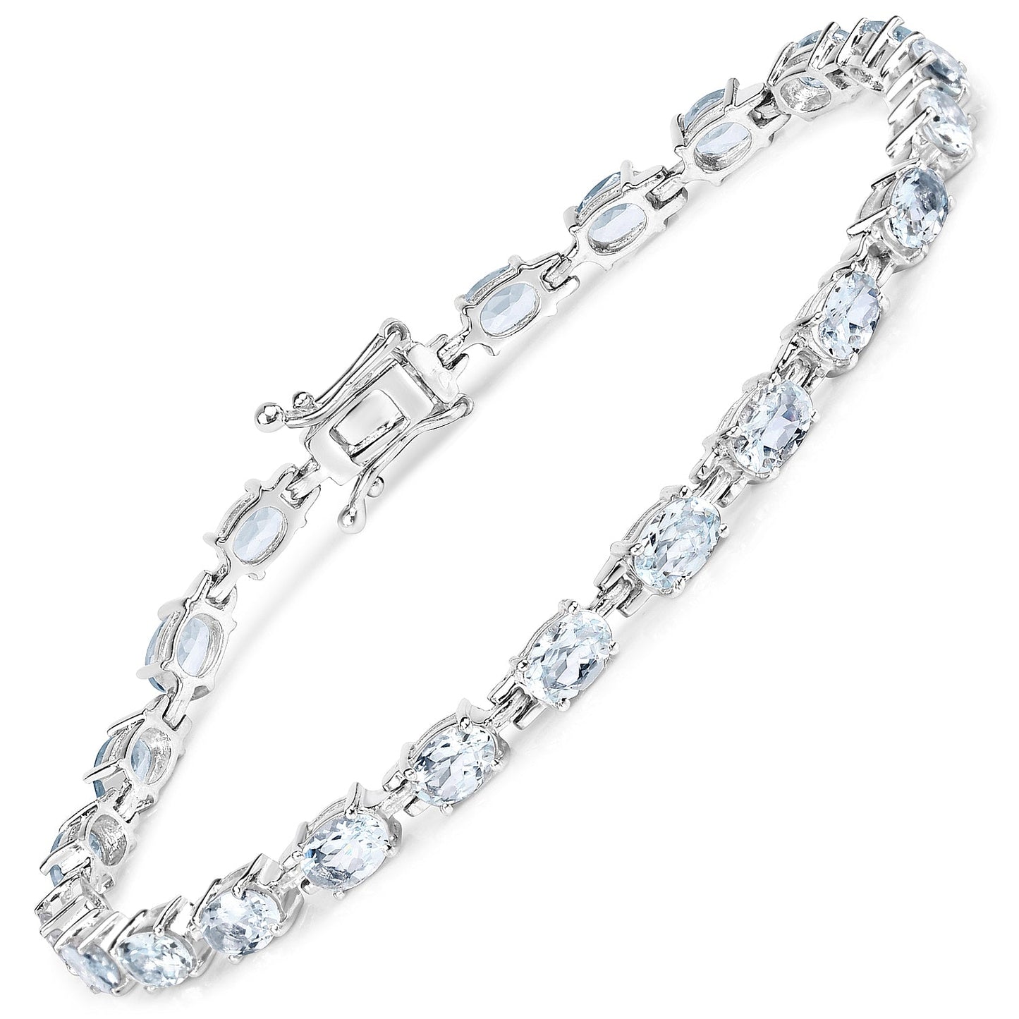 Pulsera de plata esterlina con aguamarina genuina de 8.80 quilates