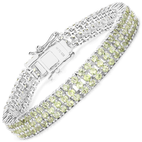 Bracelet en argent sterling .925 avec péridot véritable de 11,97 carats