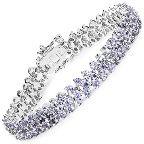 9.66 Carat Genuine Tanzanite Sterling Silver Bracelet