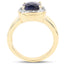 14K Yellow Gold Plated Dyed Sapphire & White Topaz Halo Ring