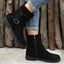 Bottines à boucle rétro décontractées à bout rond pour femmes