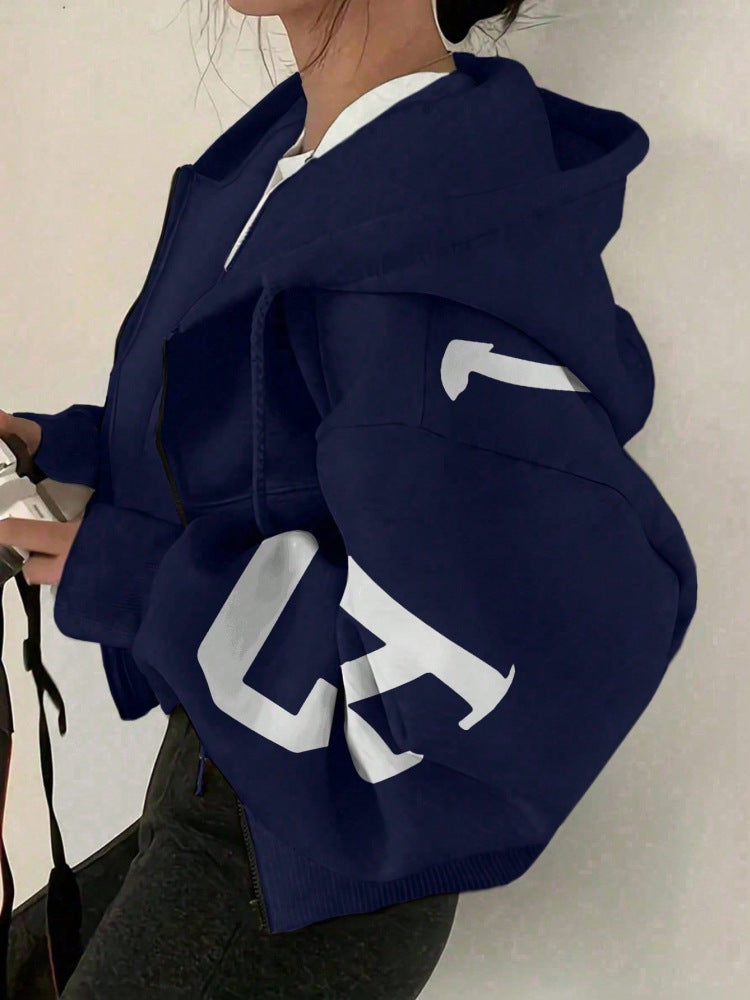 Sudadera con cremallera de manga larga y corte relajado para mujer