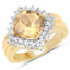 Anillo Halo de Citrino y Topacio Blanco Bañado en Oro Amarillo de 14K