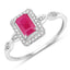 0.75 Carat Ruby and Diamond 14K White Gold Engagement Ring