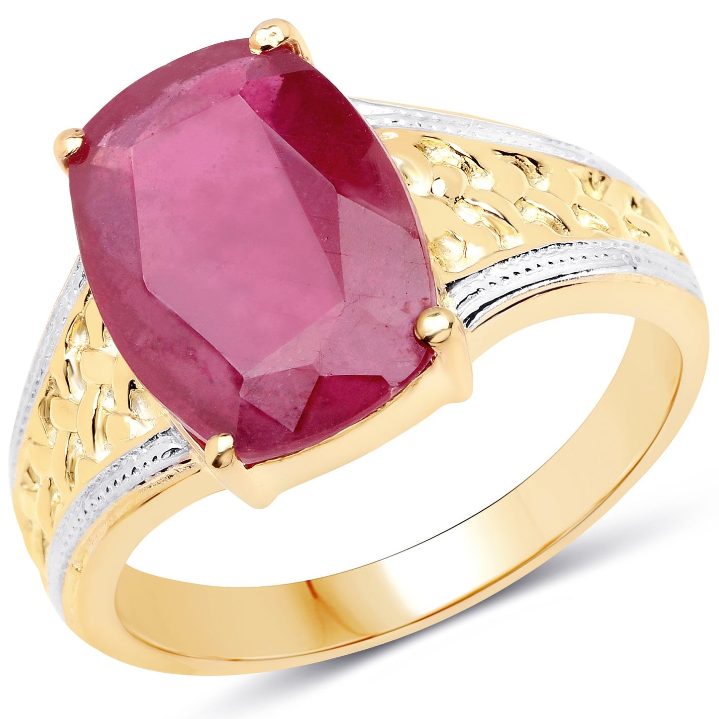 Anillo de Rubí Lleno de Vidrio de 7.50 Quilates Elegante en Plata Esterlina
