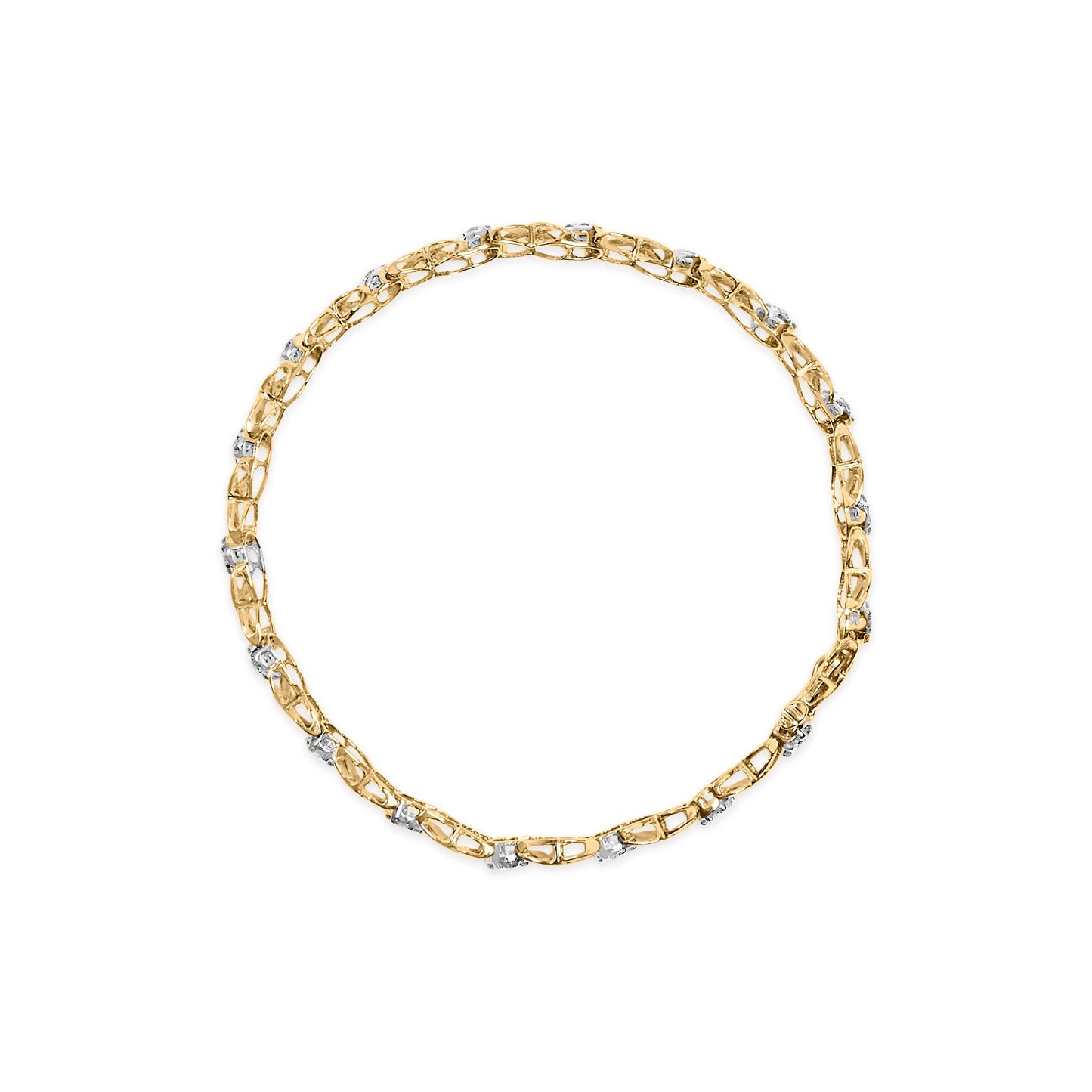 Bracelet en or blanc 10K avec diamants en cluster floral X-Link