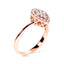 Bague de promesse en or rose 10K avec halo en diamant en forme de poire - Taille 6