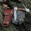 Exquisite Custom Damascus Folding Knife – 3" Blade with Elegant Leather Sheath - Korvel