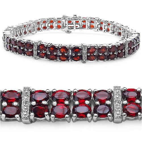 Pulsera de granate genuino de 19.05 quilates y plata esterlina .925