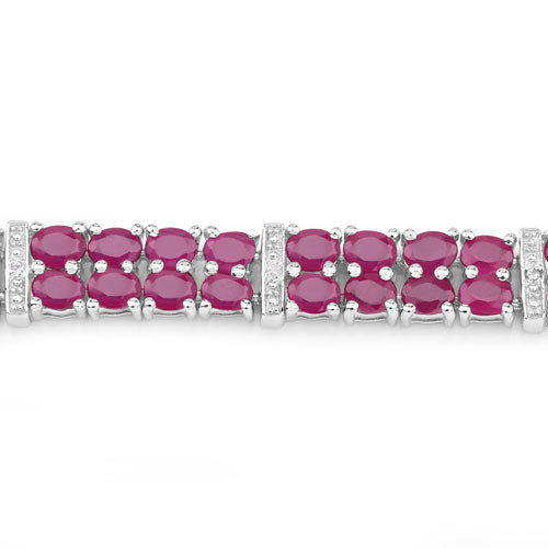 17.65 Carat Ruby and White Topaz Sterling Silver Bracelet