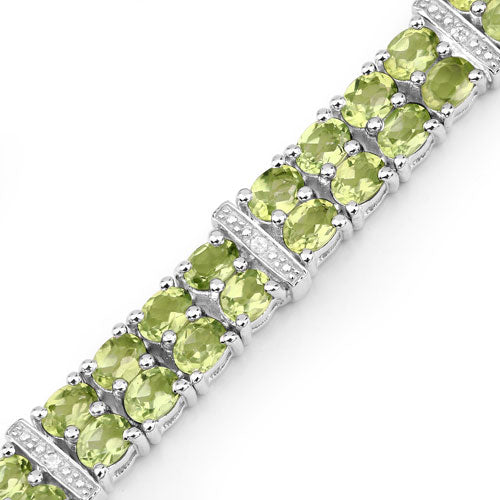 12.97 Carat Genuine Peridot & White Topaz Sterling Silver Bracelet