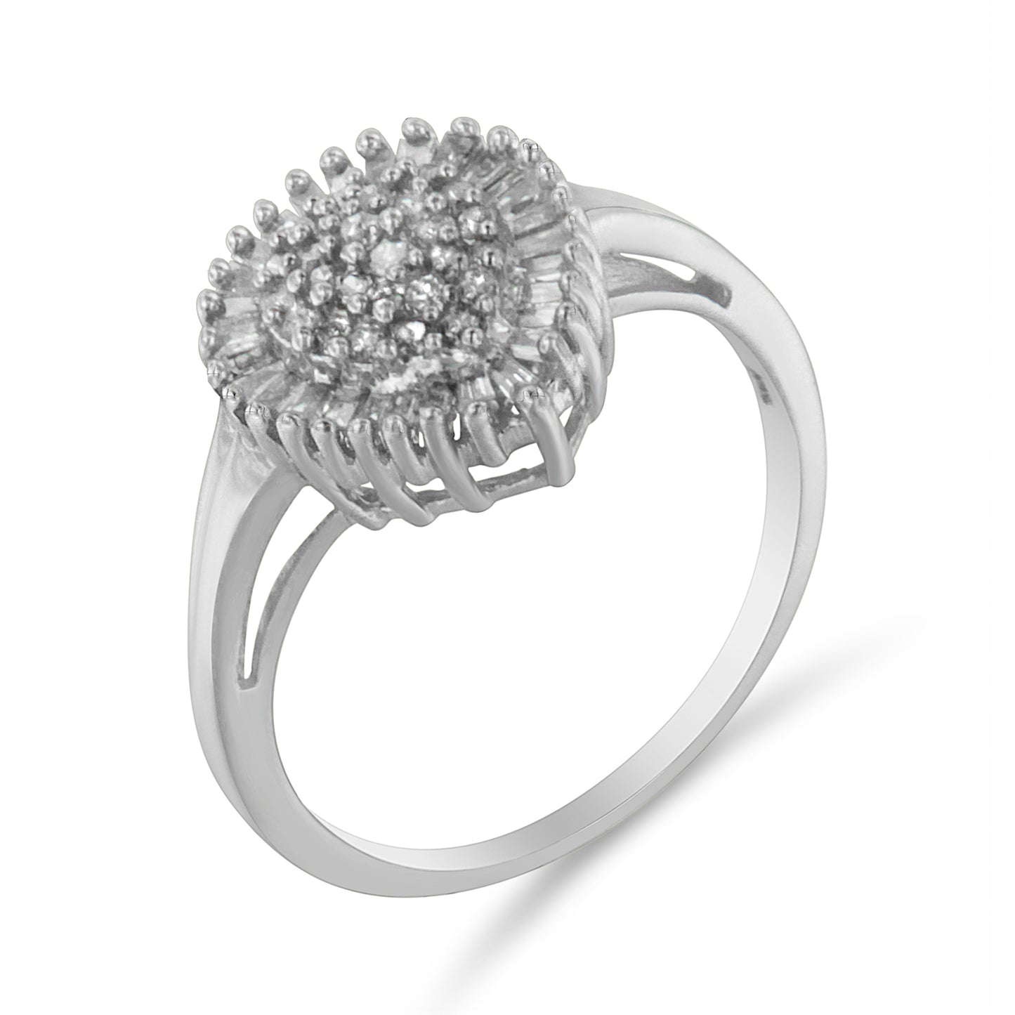 10K White Gold Diamond Pear Shaped Cocktail Ring - Size 5