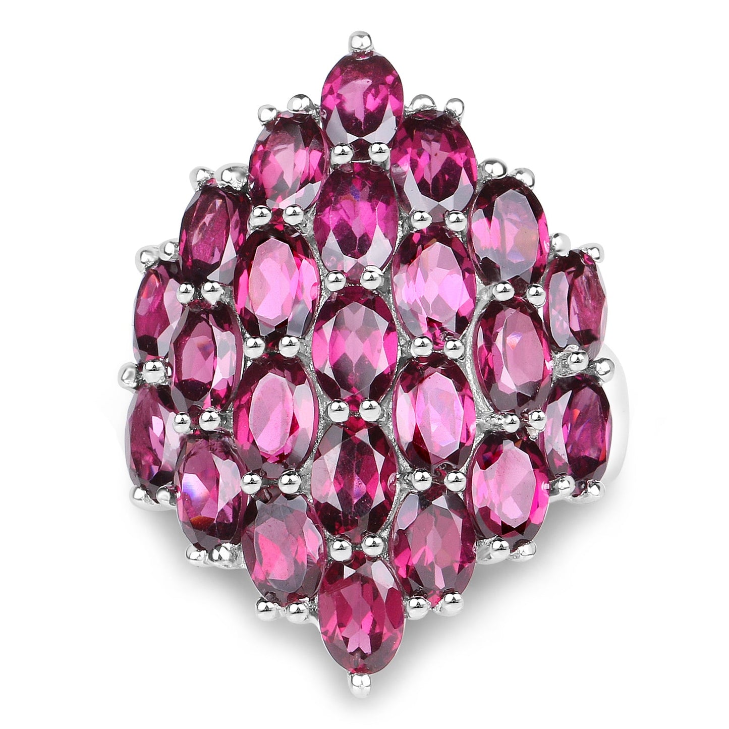 11.50 Carat Genuine Rhodolite Sterling Silver Engagement Ring