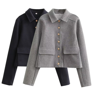 Women's Soft Metal-Buckle Decorated Coat