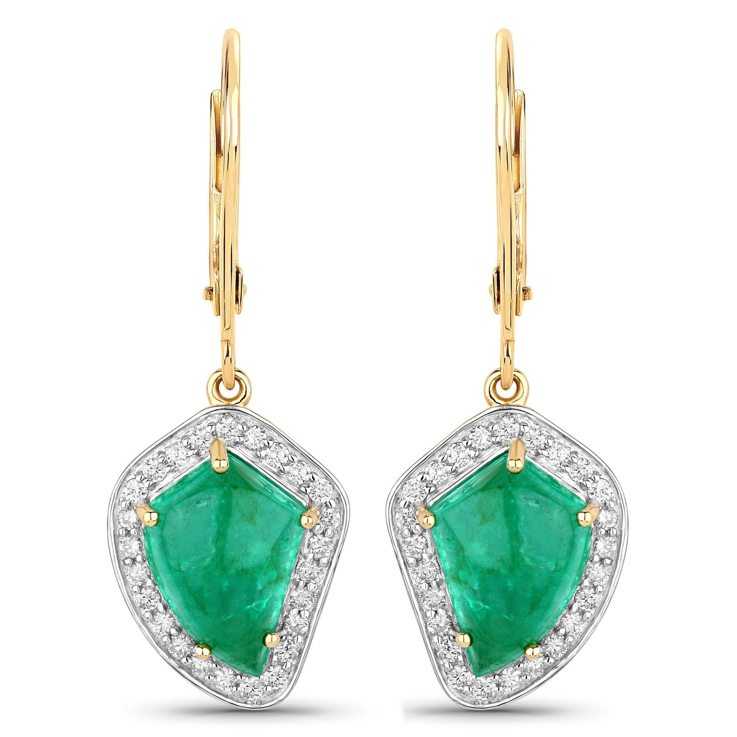 6.40 Carat Genuine Colombian Emerald and Diamond Earrings