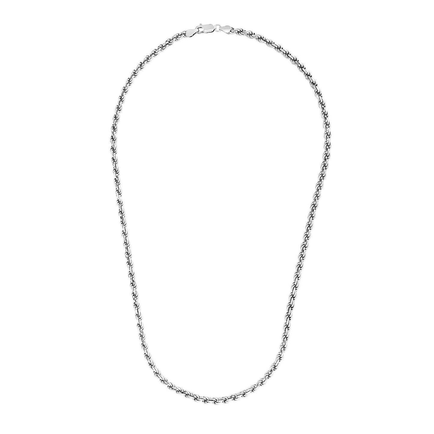 Cadena de Cuerda Cortada de Diamante de Plata Esterlina de 3.6 mm