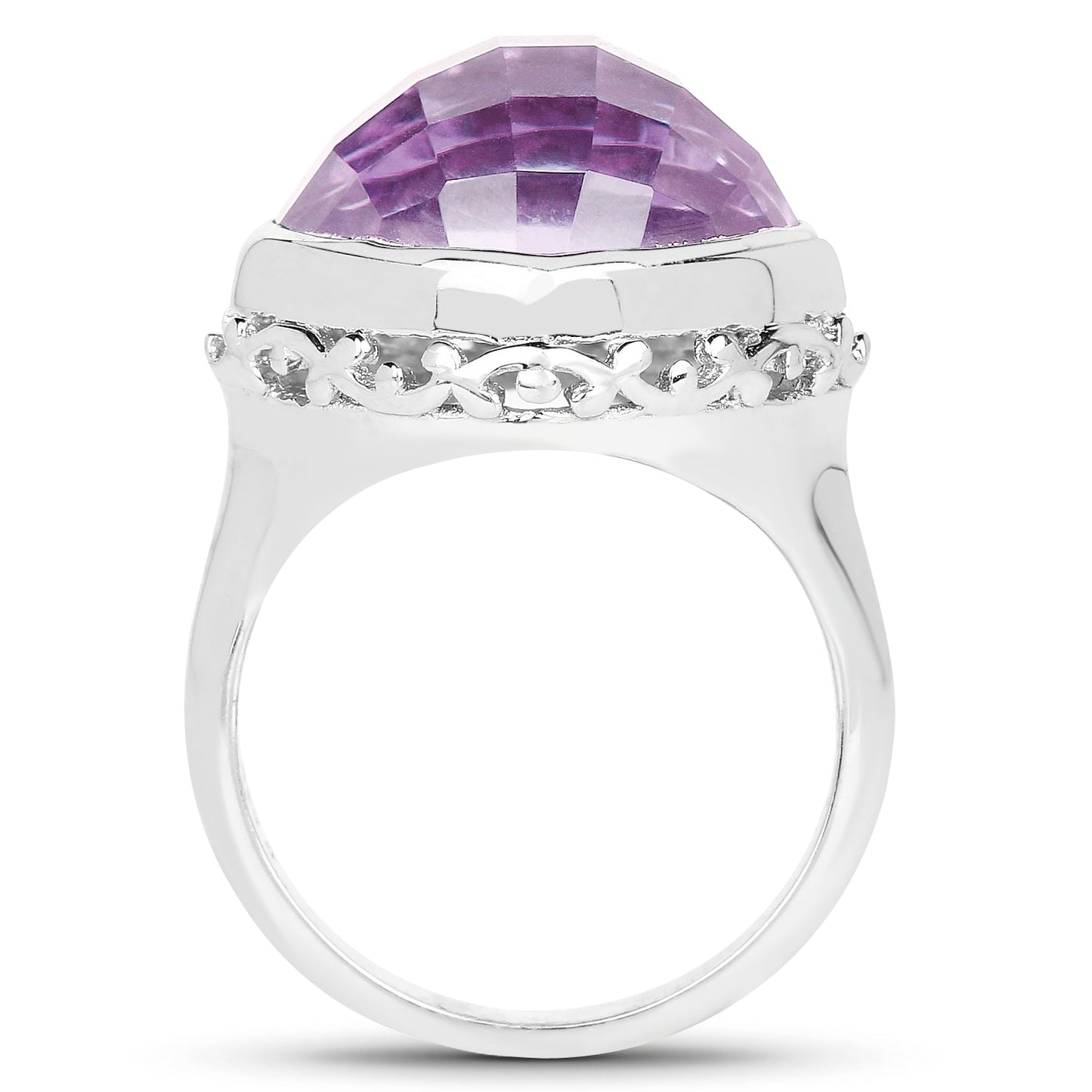 8.40 Carat Genuine Amethyst Sterling Silver Engagement Ring