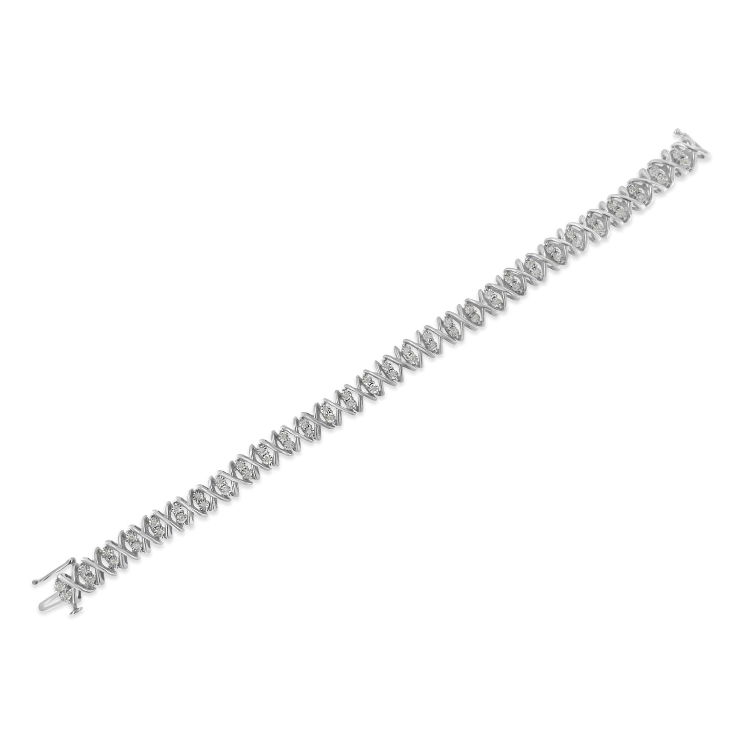 Bracelet X-Link en Diamant Taillé Rose en Argent Sterling