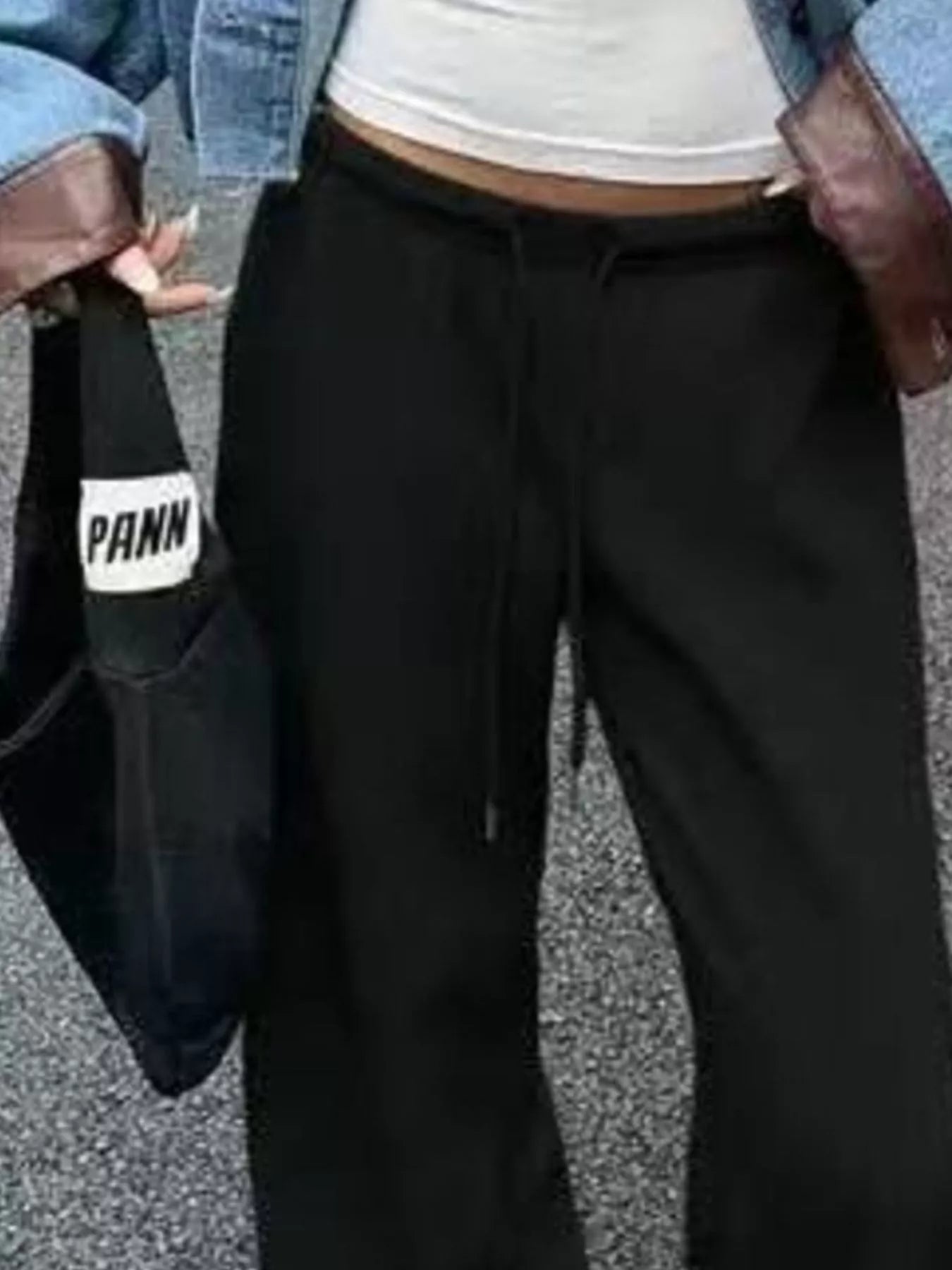 Pantalons de survêtement à taille large avec cordon de serrage
