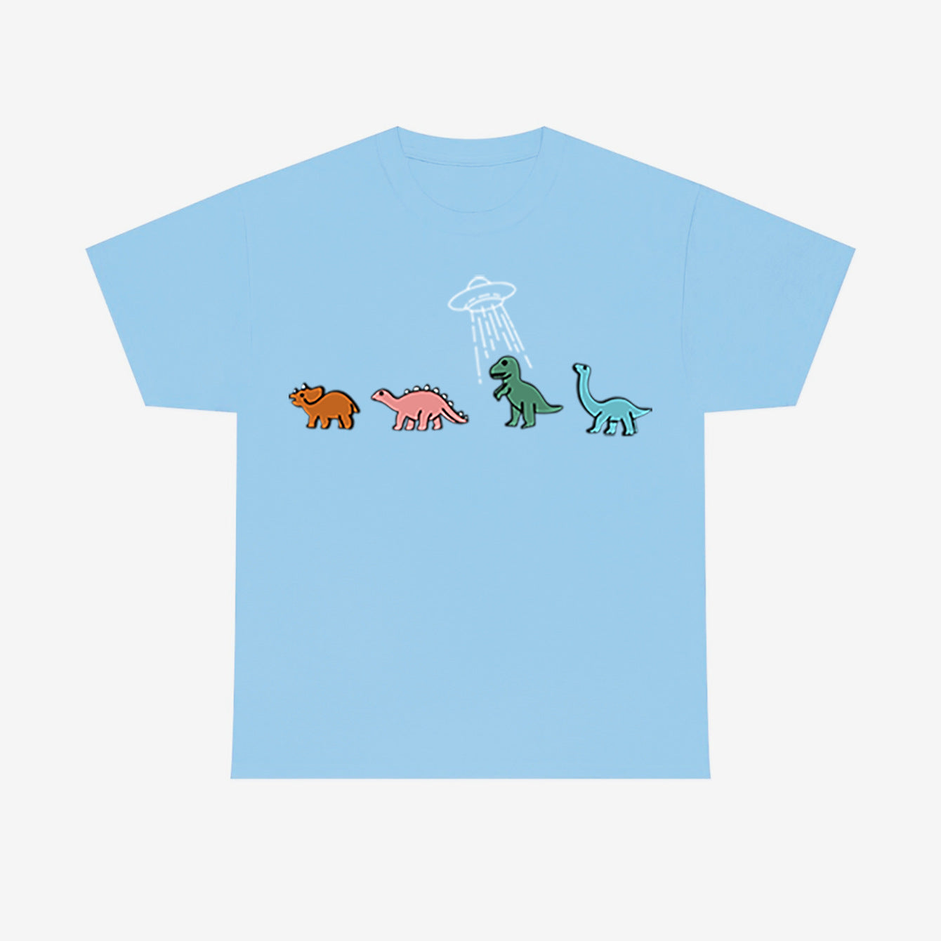 Round-neck Dinosaur Print Short Sleeve T-Shirt