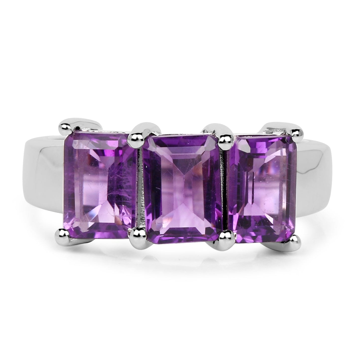 2.85 Carat Genuine Amethyst Sterling Silver Engagement Ring