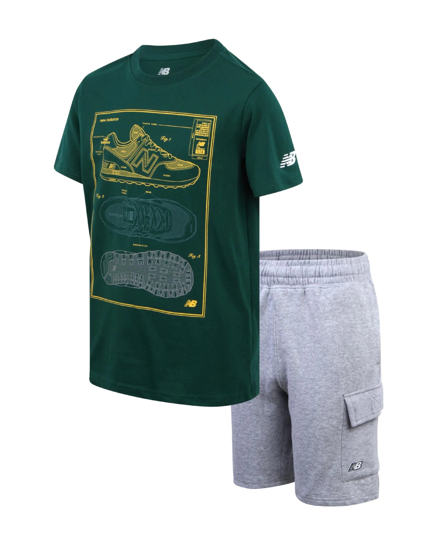 Ensemble de shorts actifs New Balance pour garçons - Tenue de performance en 2 pièces