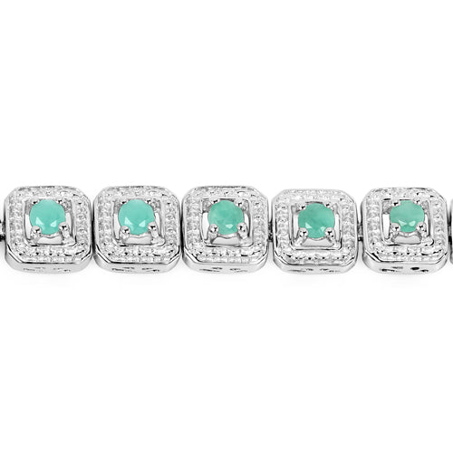 Pulsera de Esmeralda Genuina de 2.40 Quilates en Plata Esterlina .925