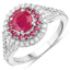 1.95 Carat Ruby and Diamond 14K White Gold Engagement Ring