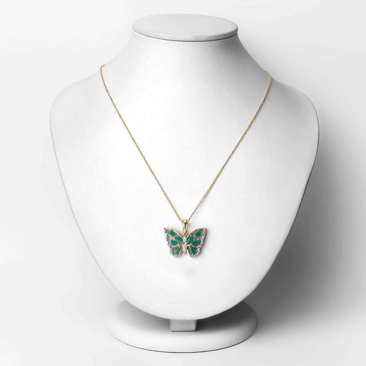 1.91 Carat Genuine Emerald and White Zircon Pendant in Sterling Silver