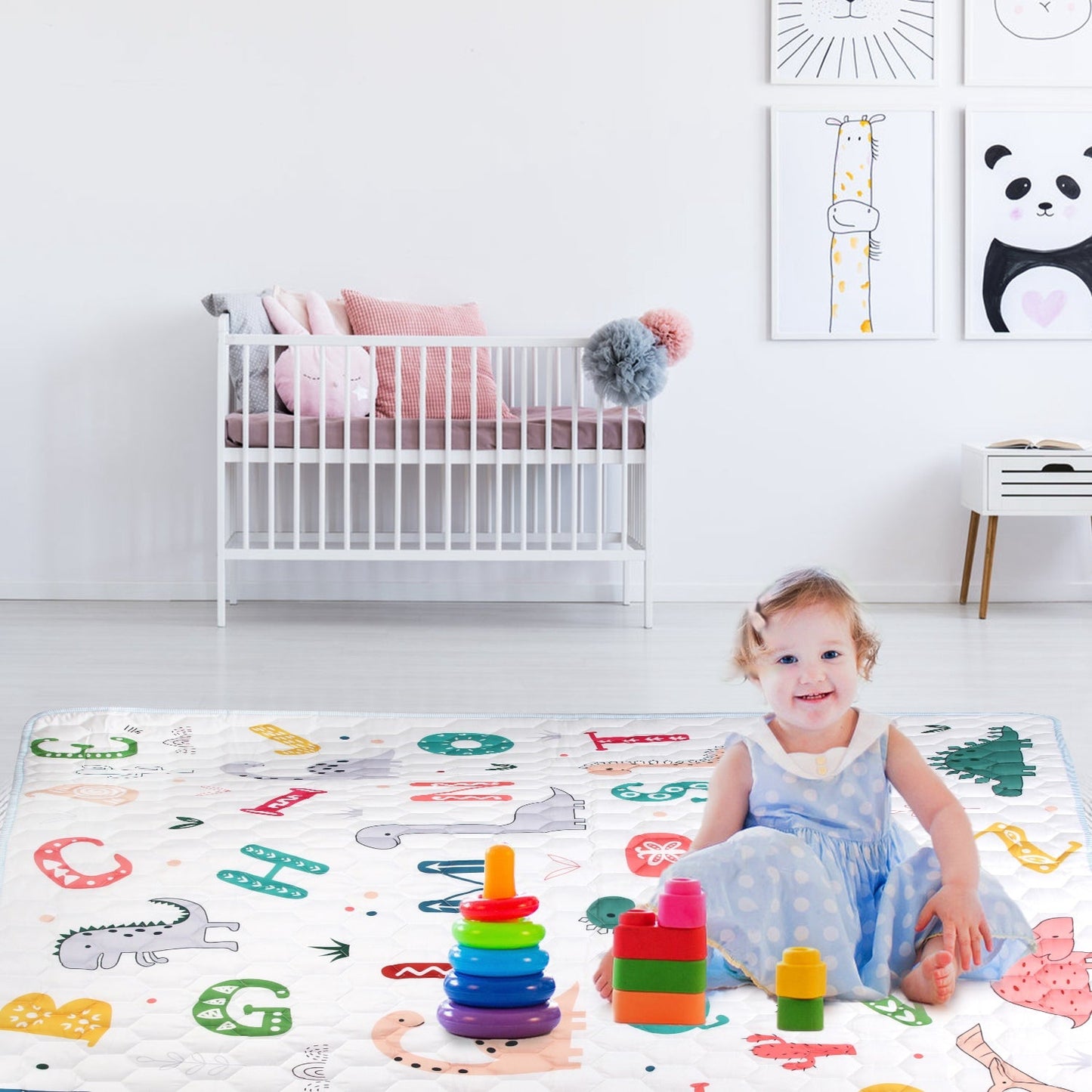 Alfombra de Juego para Bebés Antideslizante de 50x50 Pulgadas - Plegable y Lavable