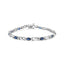 Bracelet en or blanc 10K avec saphir et diamants en sertissage griffes - Taille 7