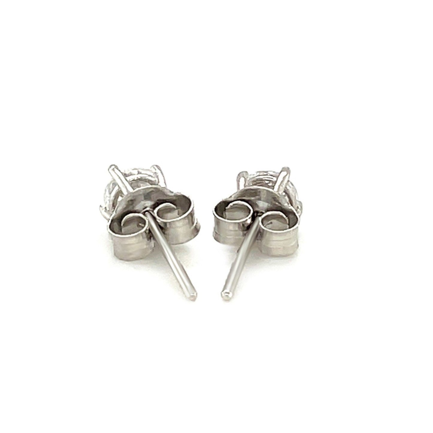 Boucles d'oreilles en argent sterling avec zircon cubique blanc facetté de 4 mm