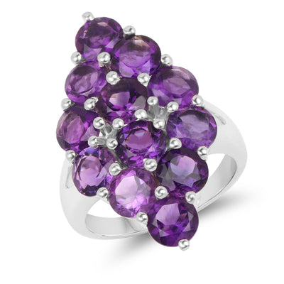 6.78 Carat Genuine Amethyst Sterling Silver Engagement Ring