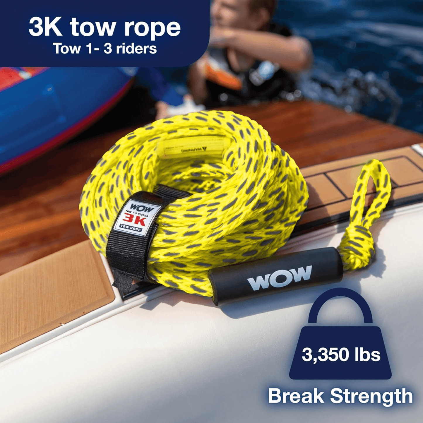 WOW Watersports 3K 60 Ft Corde de Remorquage pour Sports Nautiques