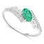Bague de fiançailles en or blanc 14K avec émeraude zambienne de 0,51 carat et diamants