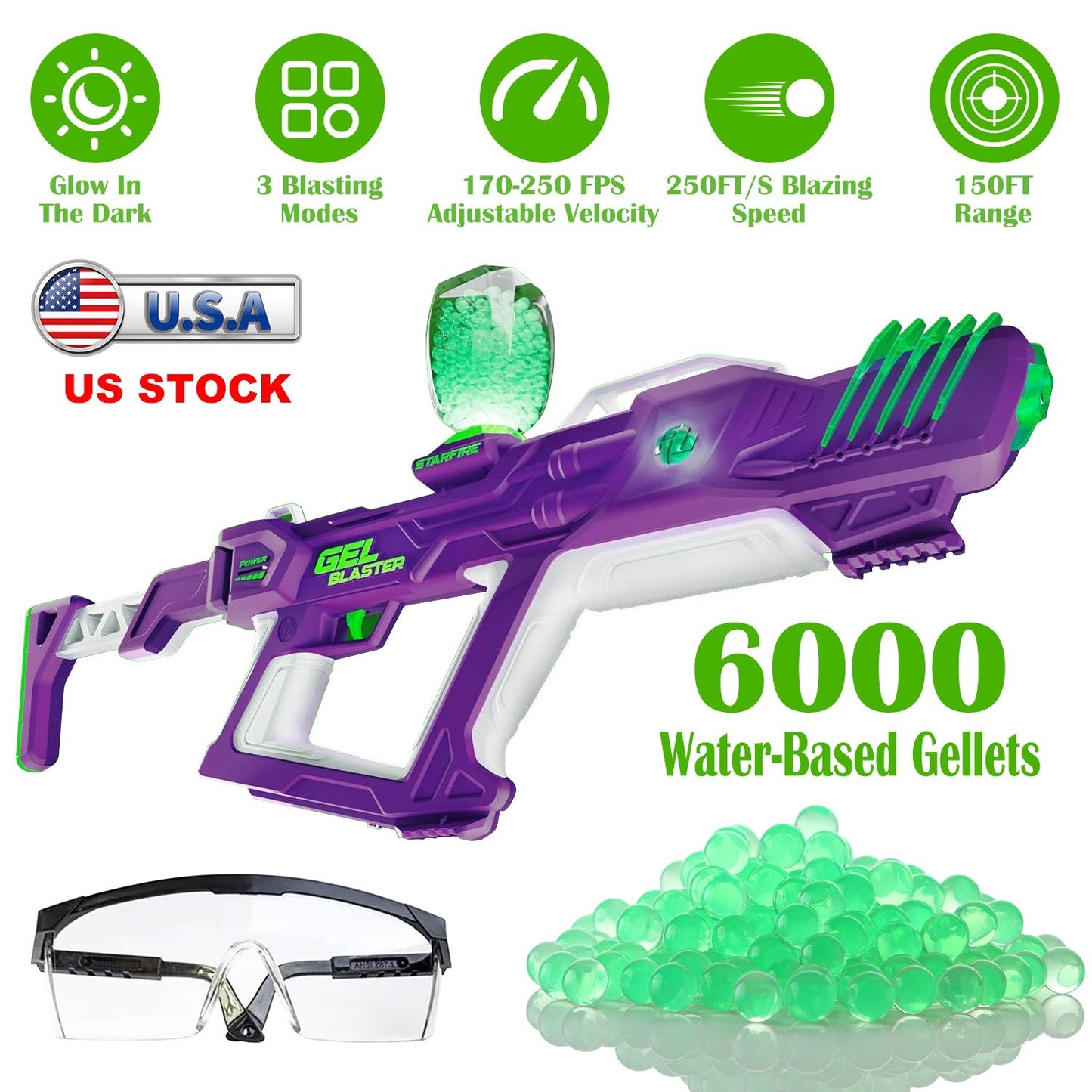 Pistola de Juguete Gel Blaster Starfire XL que Brilla en la Oscuridad