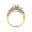 Bague en Or Jaune 10K avec Diamants en Cluster et Design Tourbillon - Taille 7