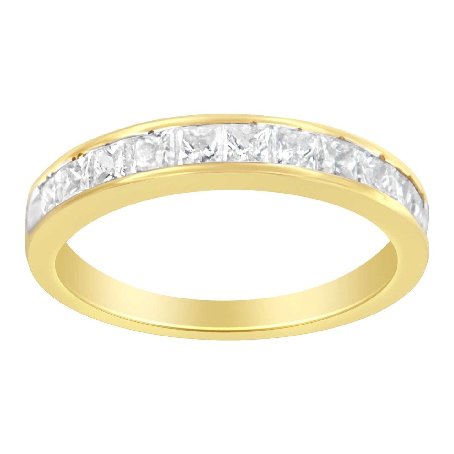 Anillo de Banda de Diamantes en Canal de Oro Amarillo de 14KT