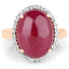 Bague cocktail en or rose 14K plaqué avec rubis et topaze blanche