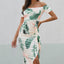Robe midi charmante à épaules dénudées avec fente