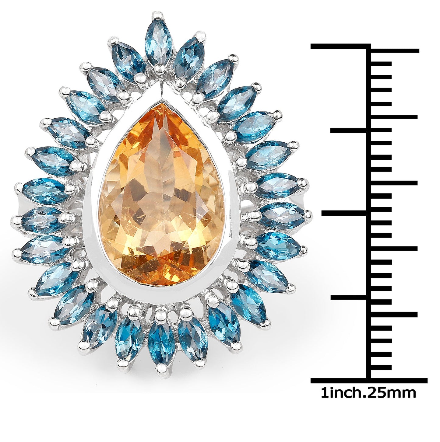 Bague en Citrine et Topaze Bleue de Londres de 7,54 Carats