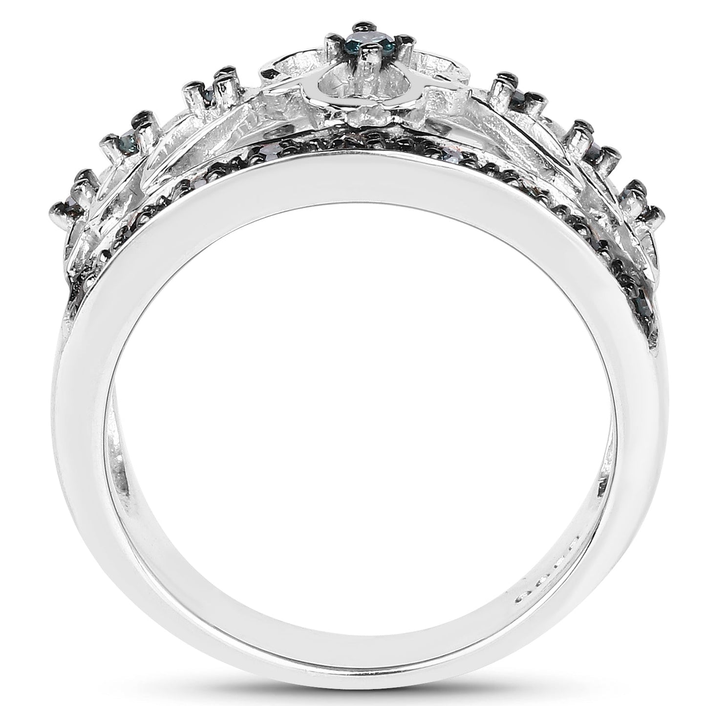 0.31 Carat Genuine Blue Diamond Sterling Silver Engagement Ring