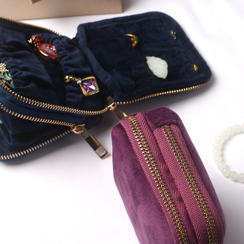 Portable Jewelry Storage Bag with Zipper Closure