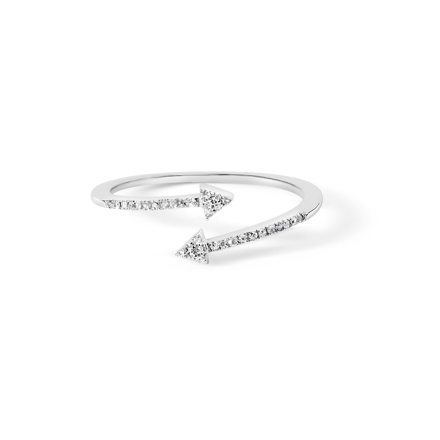 .925 Sterling Silver Diamond Double Arrowhead Open Ring - Size 6