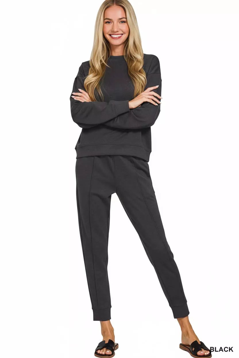 Ensemble Sweatshirt à Col Montant et Joggers Zenana