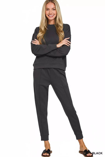 Ensemble Sweatshirt à Col Montant et Joggers Zenana